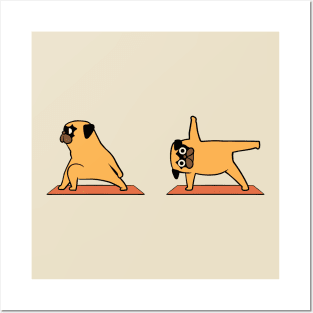 Pug Yoga Half moon Posters and Art